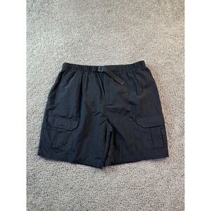 VINTAGE Marlboro Cargo Shorts Mens XL Black Lightweight Nylon Lined Hiking 90s